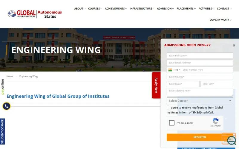 Screenshot of Best B-tech College in Punjab