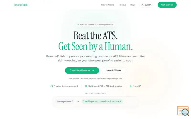 Screenshot of ResumePolish