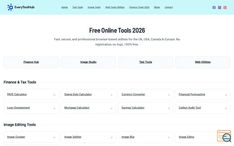 Screenshot of everytoolhub.com