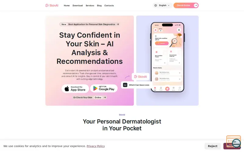 Screenshot of SkinAI AI-Powered Skin Scanner & Tracker