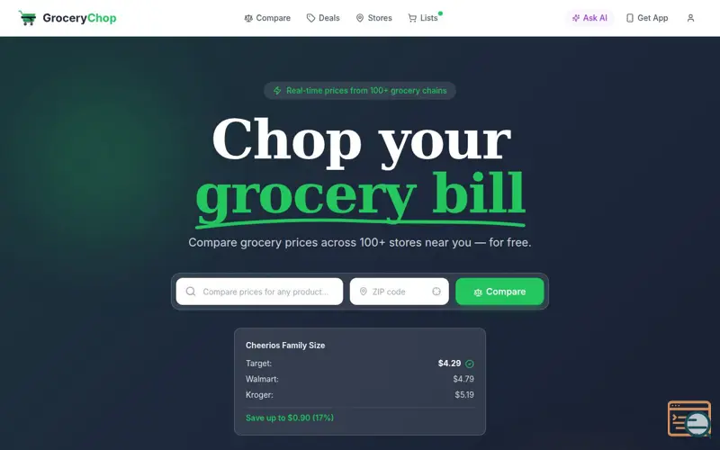Screenshot of GroceryChop