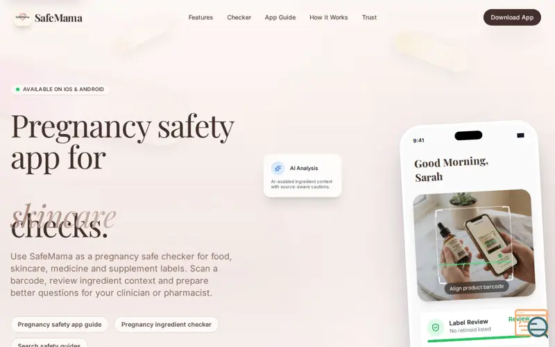 Screenshot of SafeMama