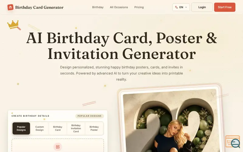 Screenshot of AI Birthday Card
