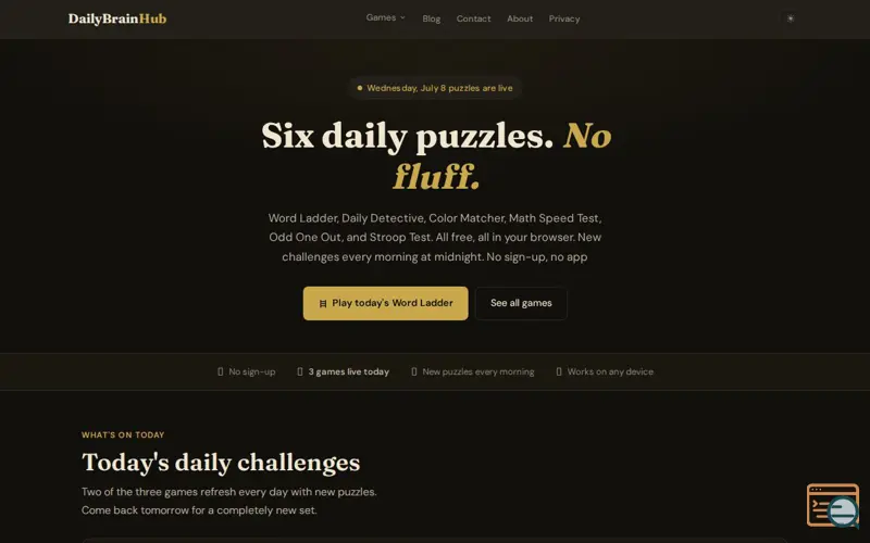 Screenshot of DailyBrainHub