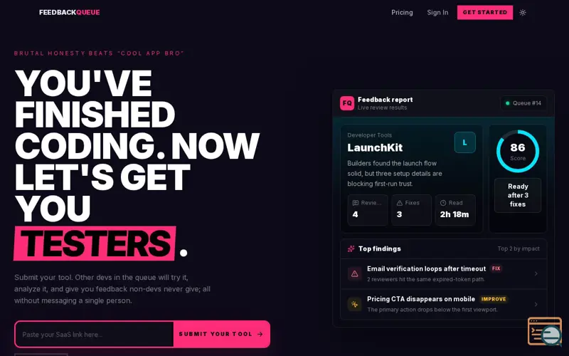 Screenshot of FeedbackQueue