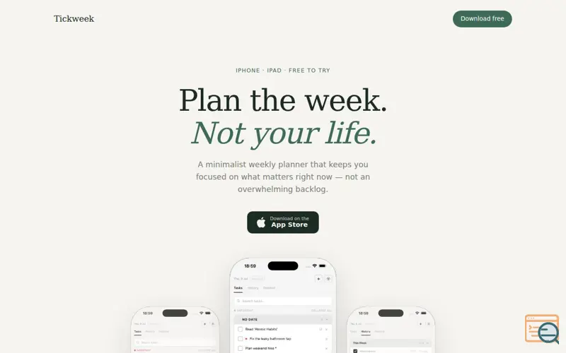 Screenshot of Tickweek — Minimalist Weekly Planner