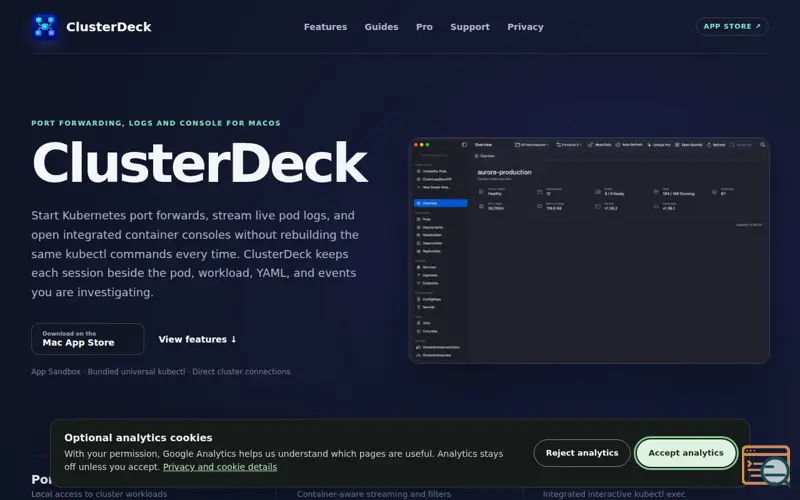 Screenshot of ClusterDeck for Kubernetes