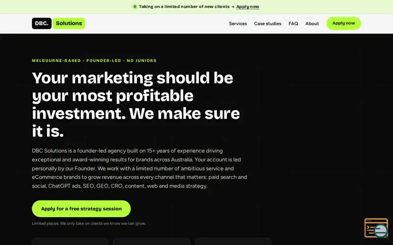 Screenshot of DBC Solutions