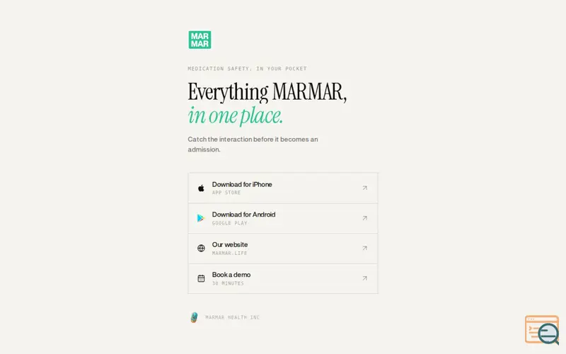 Screenshot of MARMAR Health