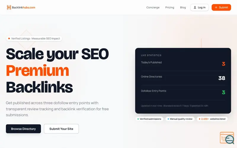 Screenshot of BacklinkHubs