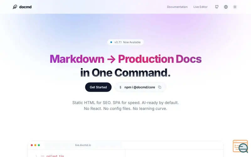 Screenshot of docmd