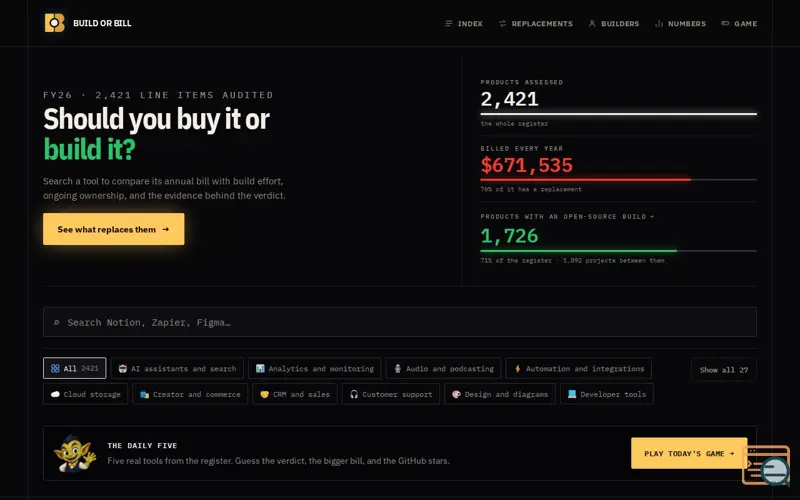 Screenshot of Build or Bill