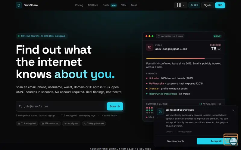 Screenshot of DARKSHARE
