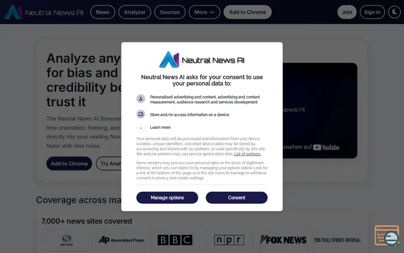 Screenshot of Neutral News AI