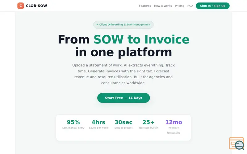 Screenshot of CLOB-SOW