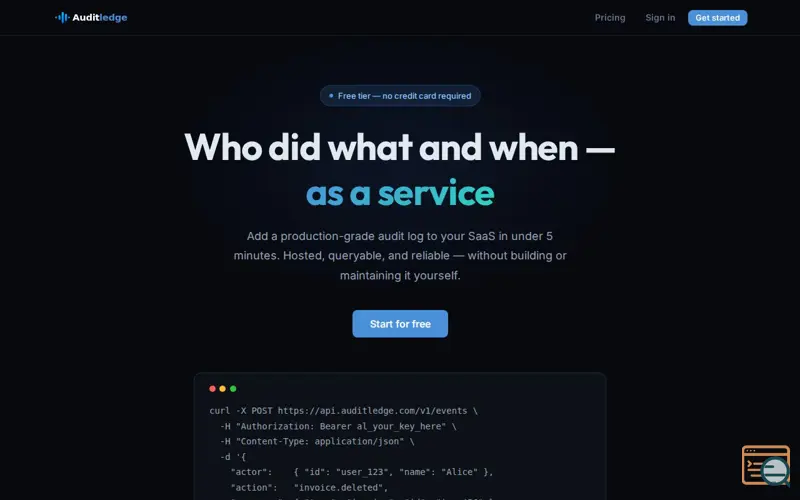 Screenshot of Auditledge, a launch using Site4Now Email