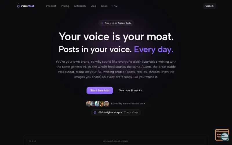Screenshot of VoiceMoat, a launch using GhostlyX