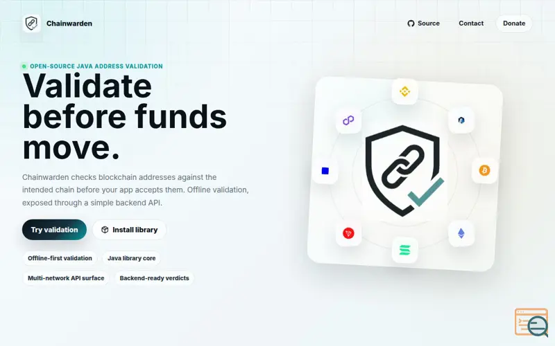 Screenshot of Chainwarden | Offline Blockchain Address Validation