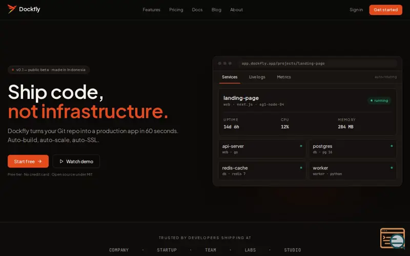 Screenshot of Dockfly