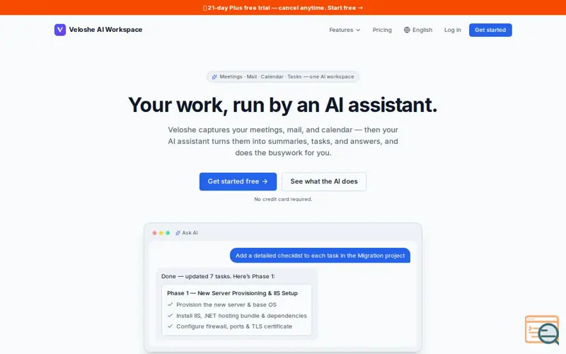 Screenshot of Veloshe AI Workspace