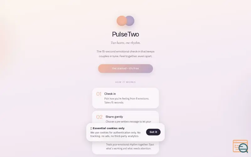 Screenshot of PulseTwo — Two hearts, one rhythm