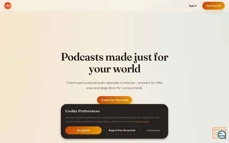 Screenshot of Podcust