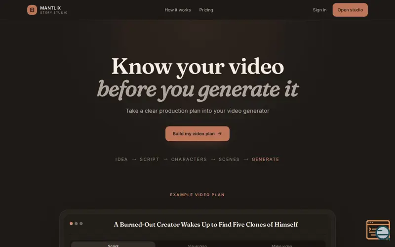 Screenshot of Mantlix Story Studio