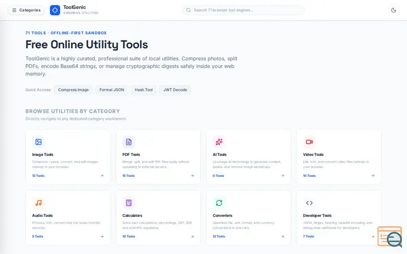 Screenshot of ToolGenicHub — Free Online Utility Tools