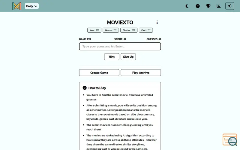 Screenshot of Moviexto