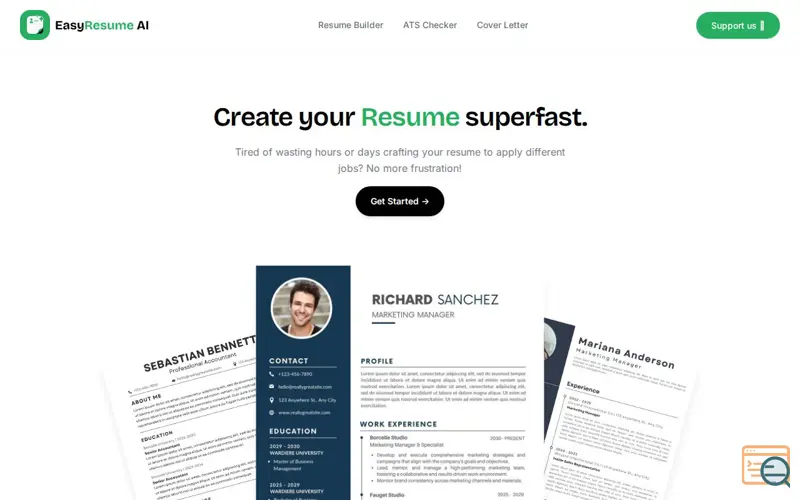 Screenshot of EasyResume AI