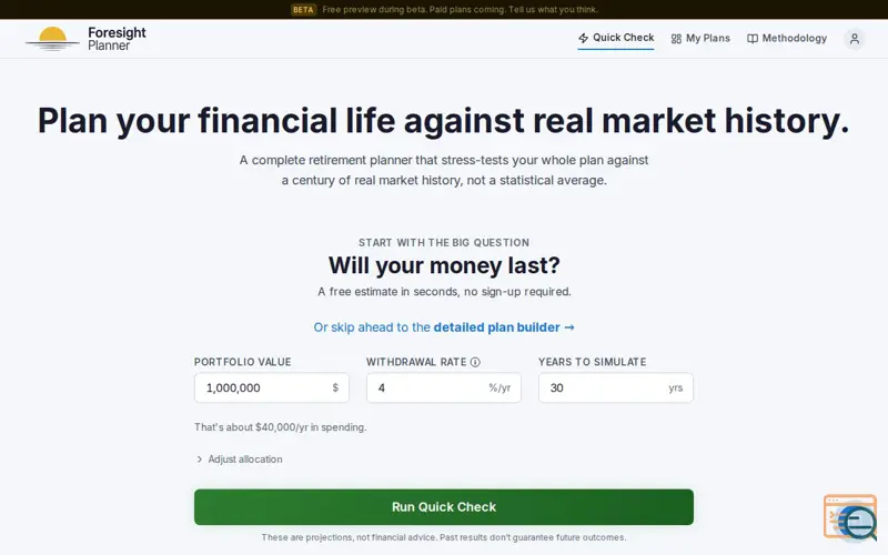 Screenshot of Foresight Planner