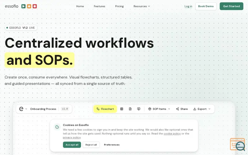 Screenshot of Essoflow SOP Builder