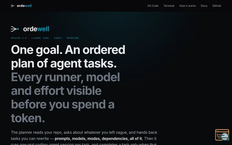 Screenshot of Ordewell — task orchestration for coding agents