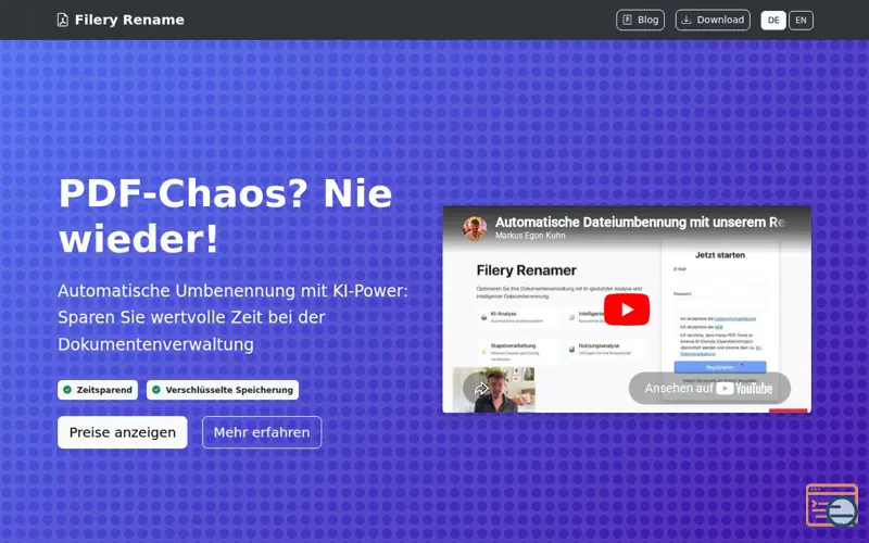 Screenshot of Filery Rename, a launch using ISPGateway Email