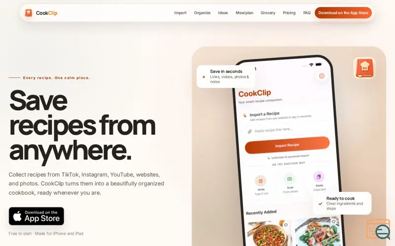 Screenshot of CookClip — Save Recipes from Anywhere