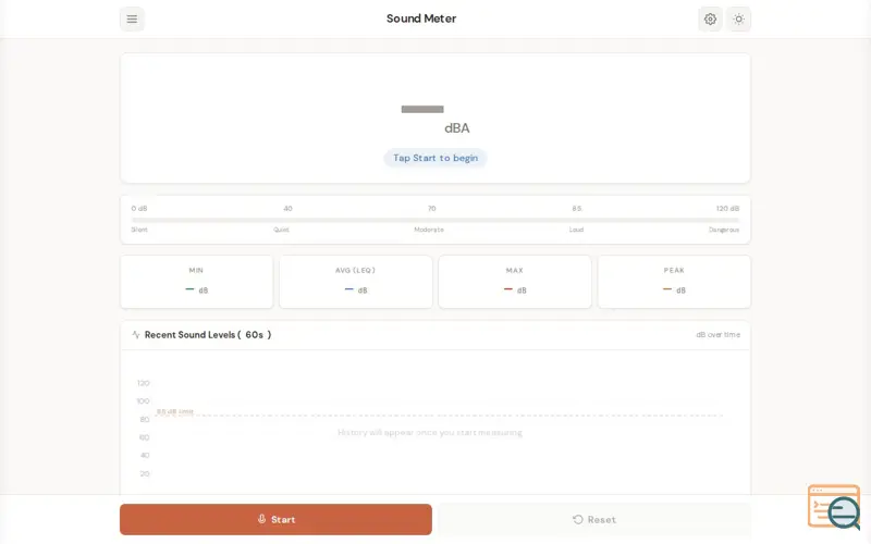 Screenshot of Online Sound Decibel Meter