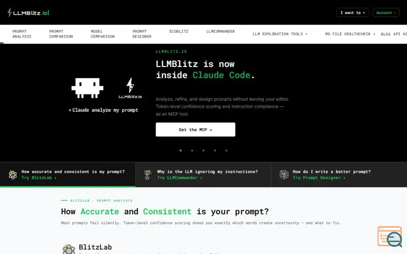 Screenshot of LLMBlitz.io