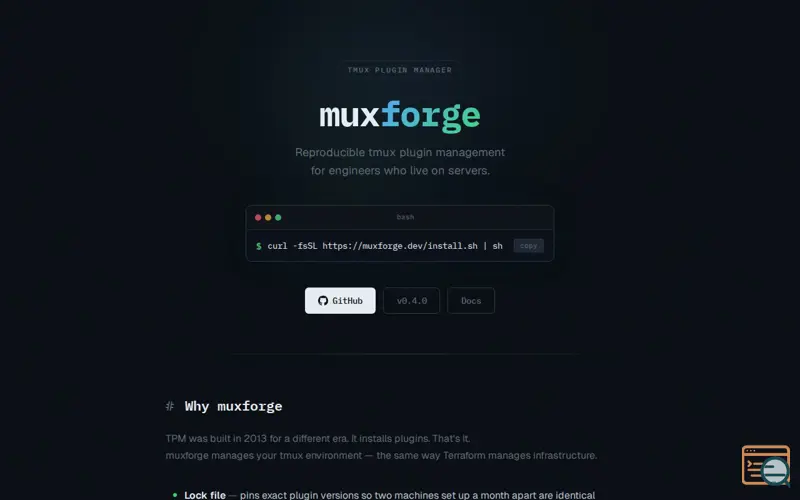 Screenshot of Muxforge Tmux Plugin Manager
