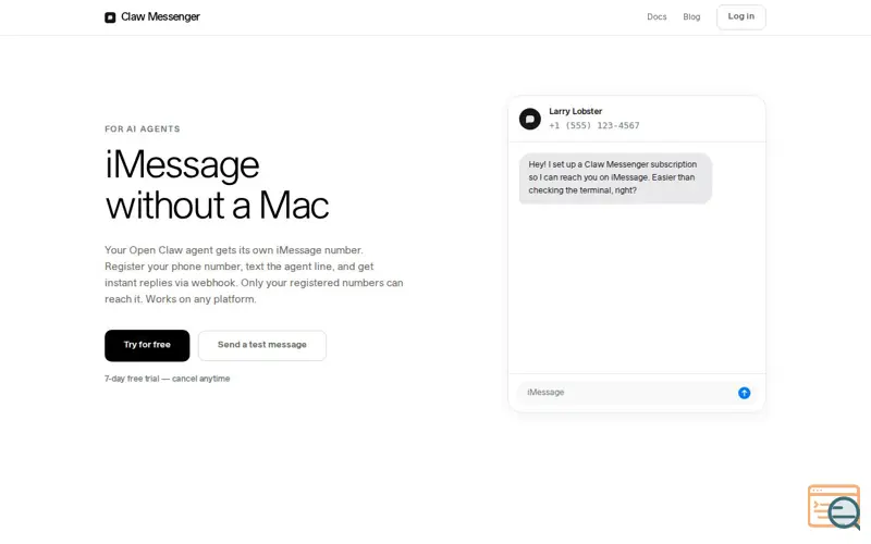 Screenshot of Claw Messenger