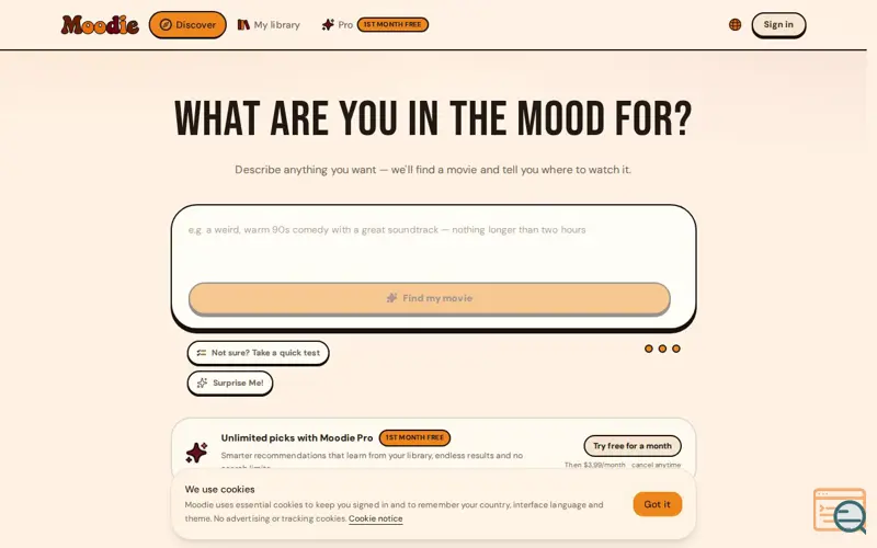 Screenshot of Moodie
