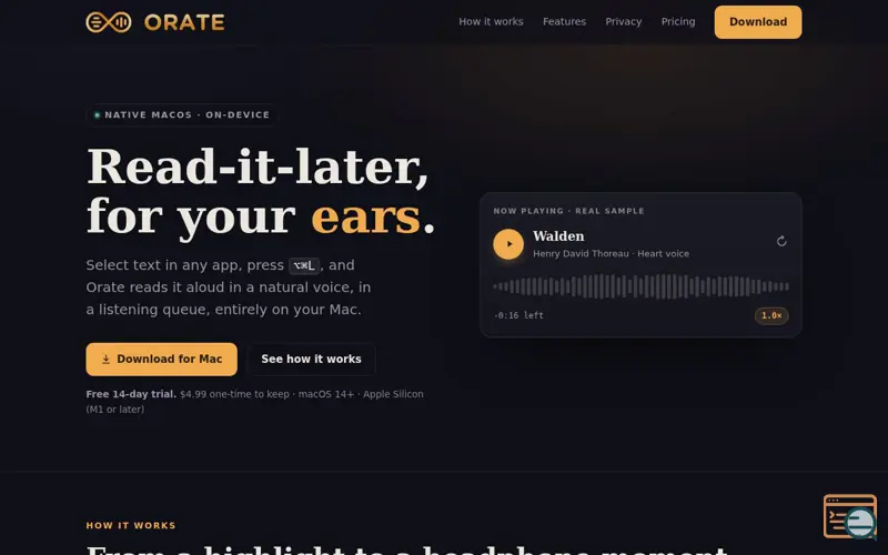 Screenshot of Orate.to