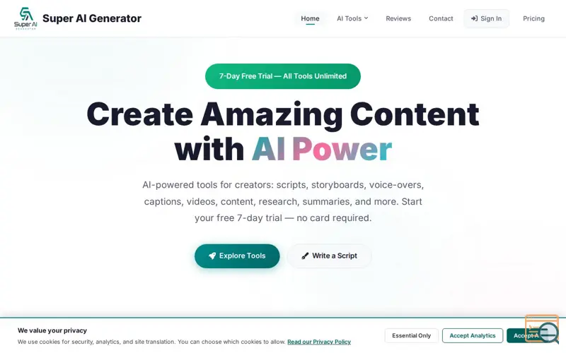 Screenshot of Super AI Generator