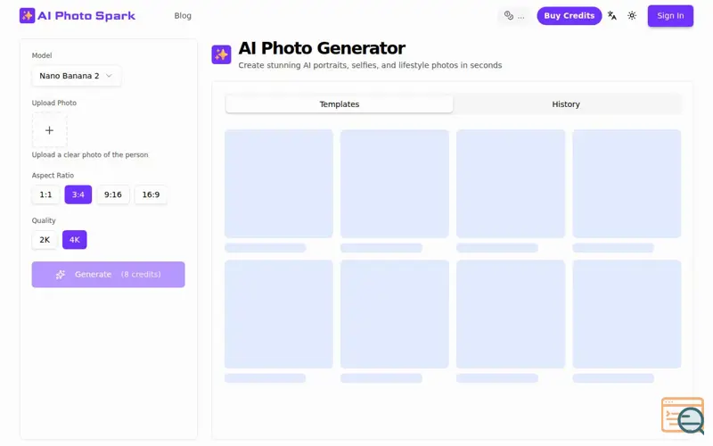 Screenshot of AI Photo Spark