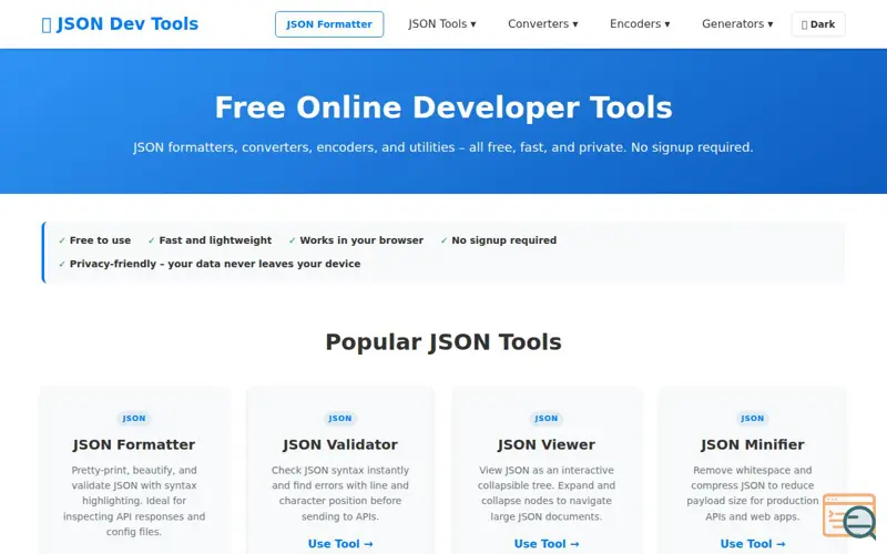 Screenshot of JSON Dev Tools