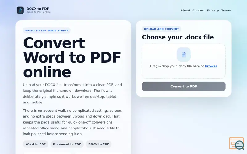 Screenshot of DOCX to PDF