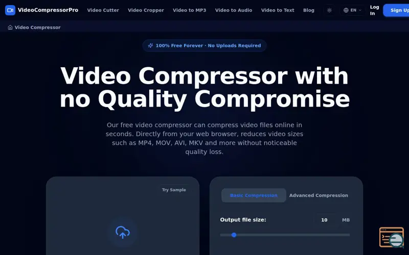 Screenshot of VideoCompressorPro, a launch using Dropbox