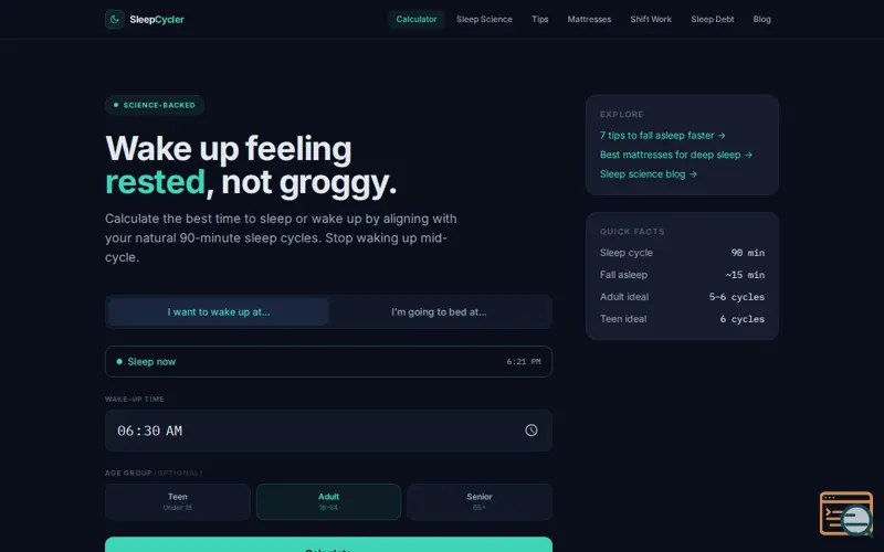 Screenshot of SleepCycler