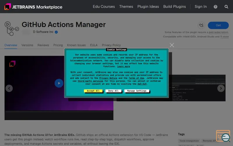 Screenshot of GitHub Actions Manager