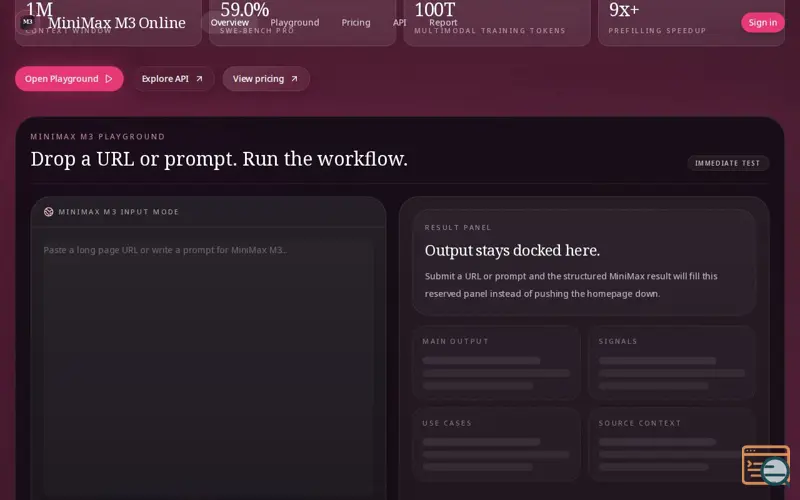 Screenshot of MiniMax M3 Online