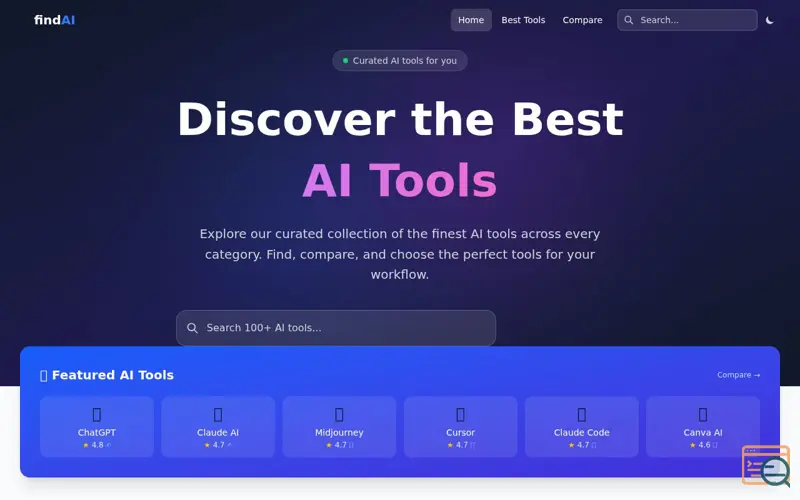 Screenshot of FindAI – Discover the Best AI Tools